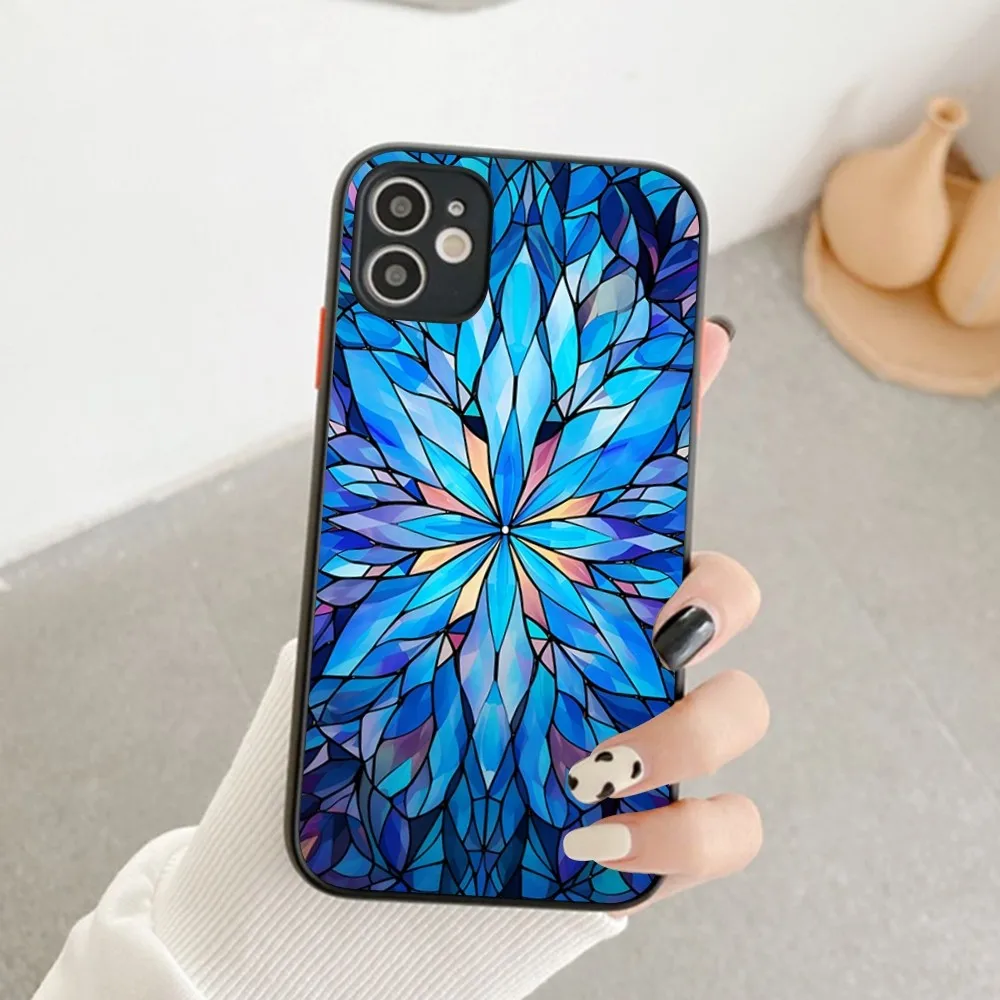 Stained Glass Texture Phone Case For IPhone 14 11 12 13 Mini Pro Max 8 7 Plus X XR XS MAX Translucent Matte Cover