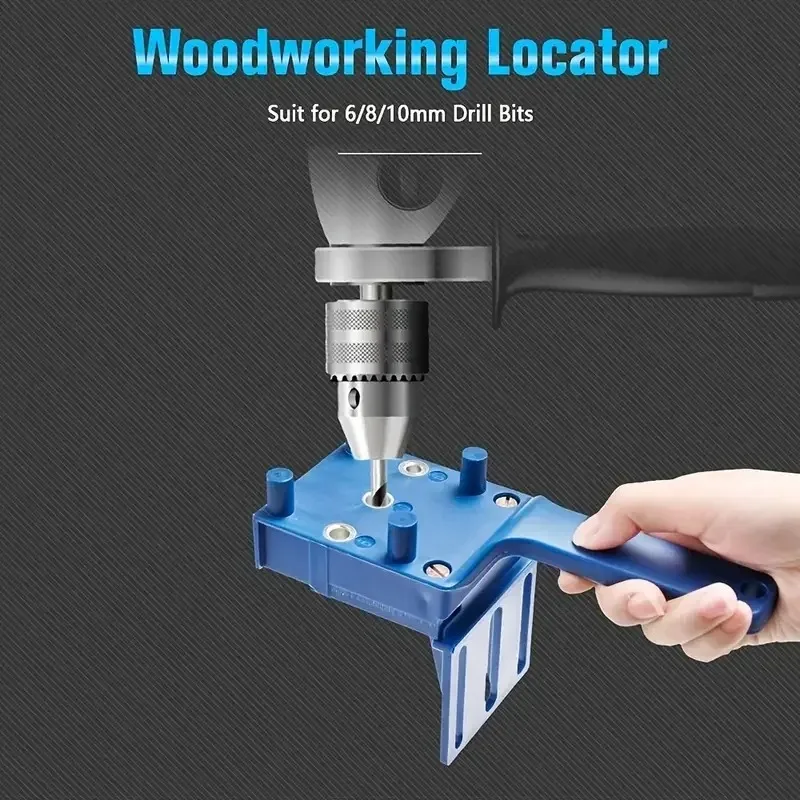 Woodworking Dowel Handheld Drill Guide and Hole Saw Tool 6/8/10mm Drill Bit For Carpentry Straight Hole Locator Clamp
