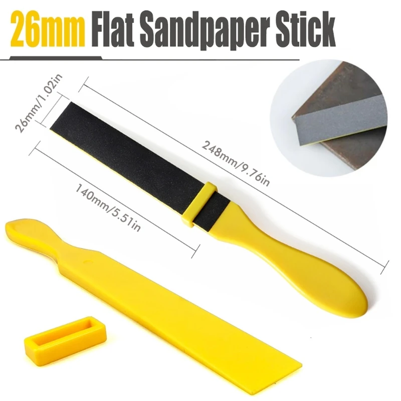 4Pcs Polishing Sandpaper Kits Sandpaper Flat File Wood Rasp File Set Sanding Paper Sand Tool with Plastic Stick M4YD