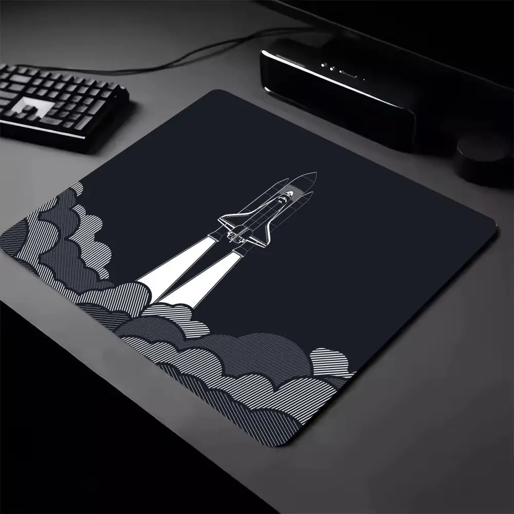 Space Rocket Mouse Pad Small Gaming Non-Slip Desk Mat Stitched Edge Keyboard Extended Desk Mat XS Computer Office Rug Mousepads
