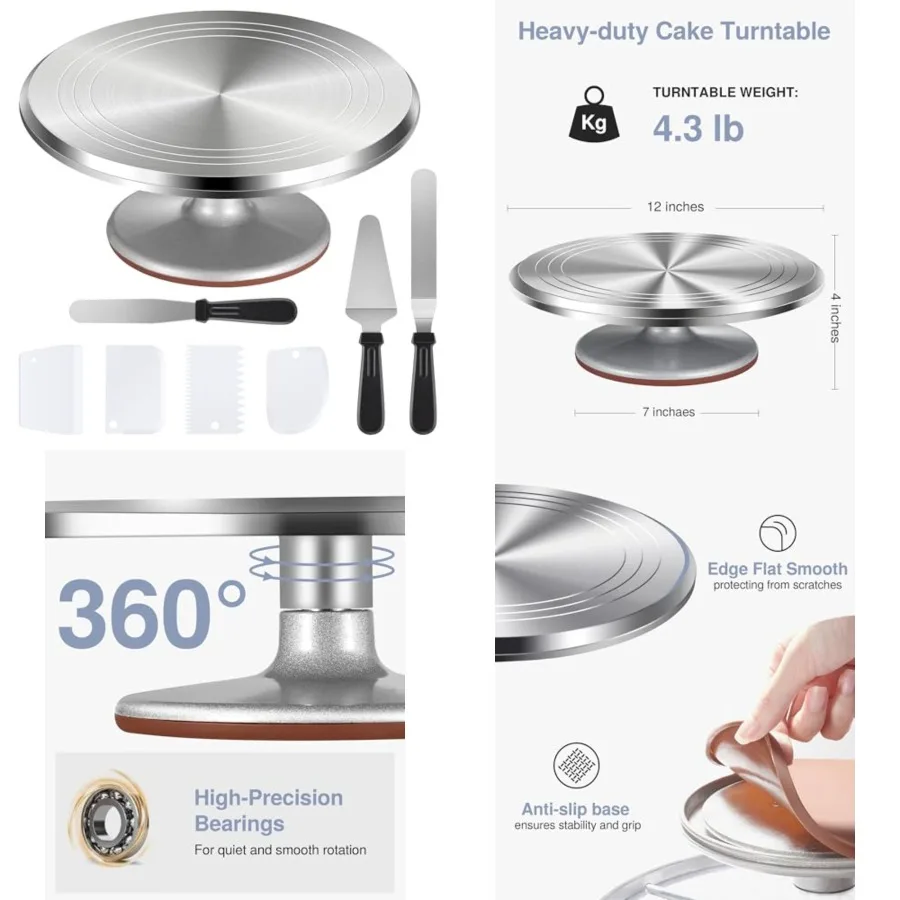Cake Decorating Turntable - Cake Turntable, 12'' Aluminium Alloy Cake