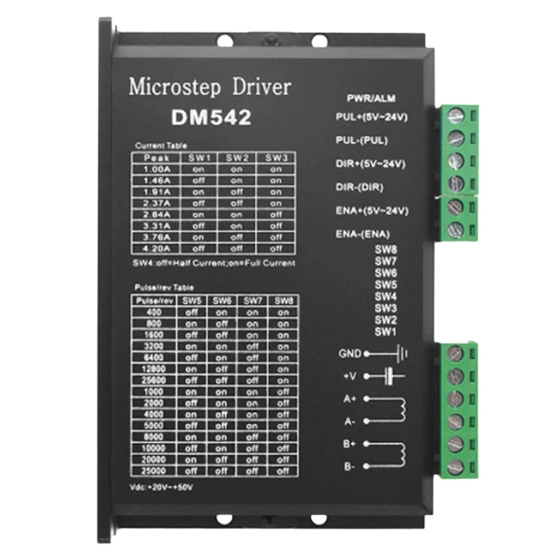 

Драйвер шагового двигателя, драйвер шагового двигателя DM542, плата цифрового драйвера для Nema 17, Nema 23 и т. д.