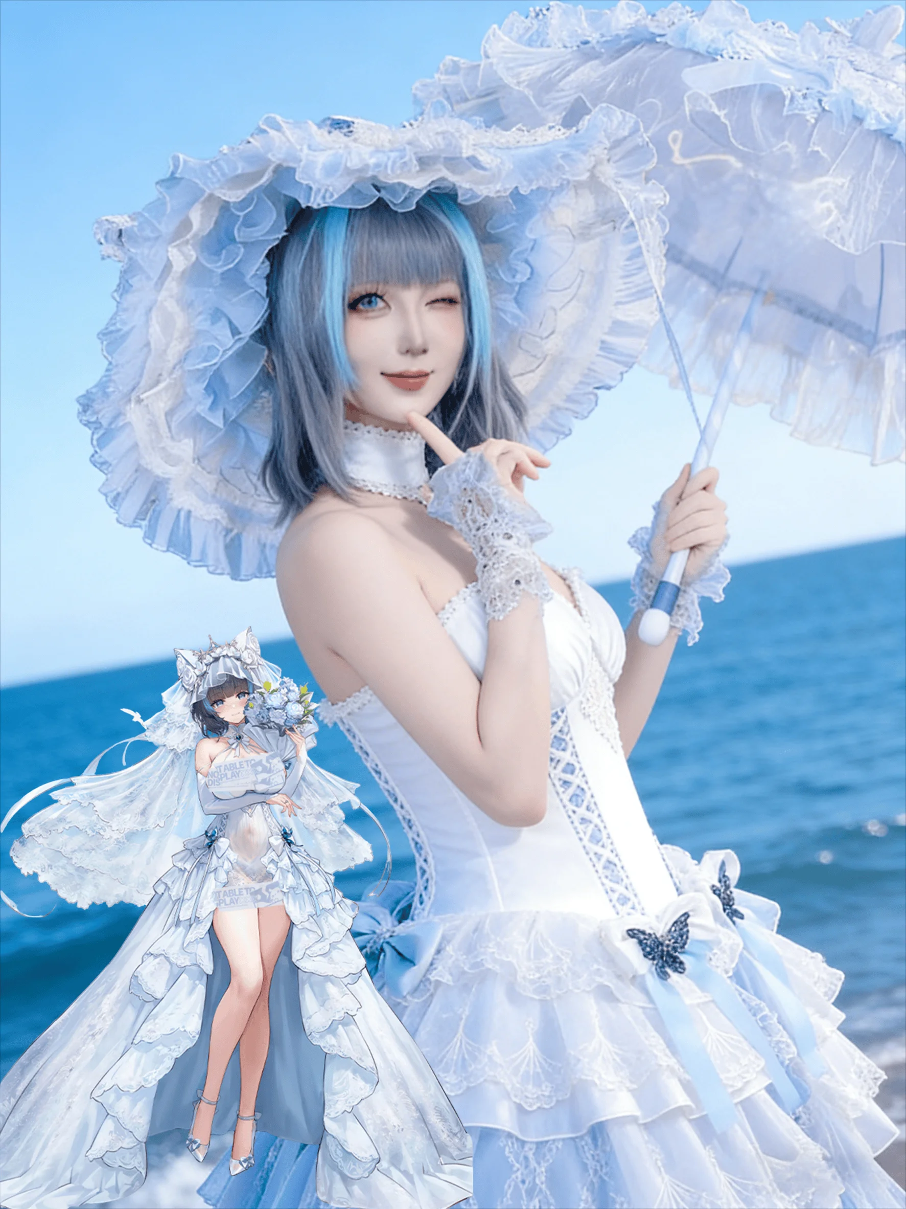 

Game Cheshire Bride Dress Game Azur Lane Cosplay Costume White Lolita Dress Wedding Suit Girl Woman Halloween Festival Party