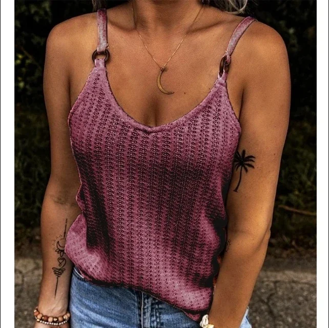 Womens Fashion Summer Clothes Casual Sleeveless Halter Solid Color Camisole Ladies Off Shoulder Shirts Loose Blouse Tops