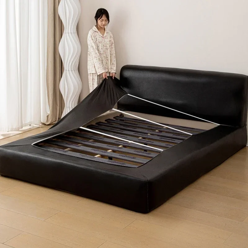 Waterproof Faux Leather Bed Frame Cover Scratch Resistant Full Wrap Headboard Protector For Bedroom Bed Head Bed Base Decor