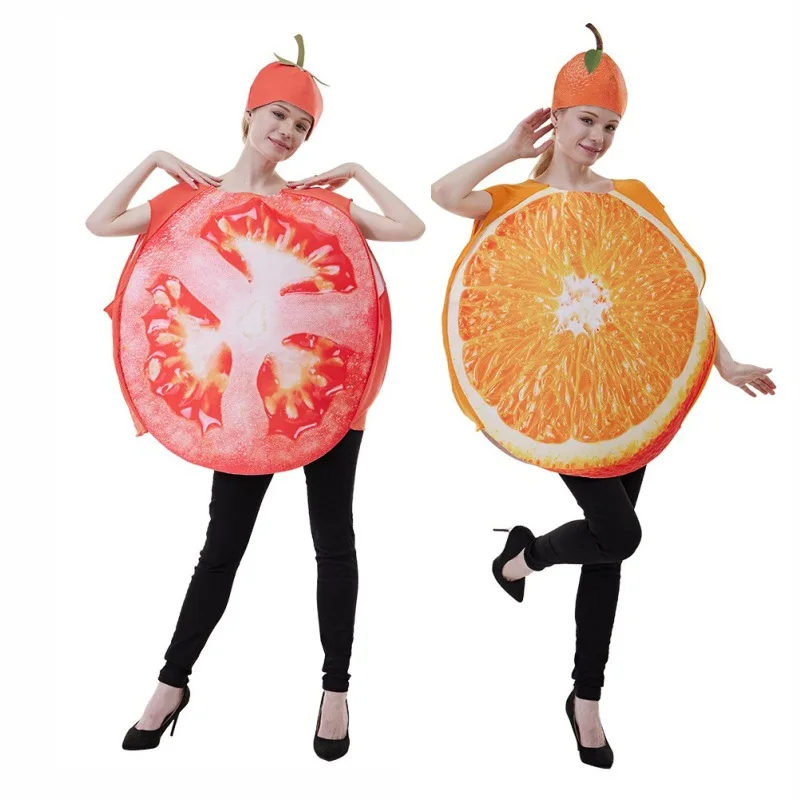 Adulti Donne Uomini Frutta carina Costumi di Halloween di un pezzo Donna Uomo Taglia unica Divertente Frutta Cosplay Vestito per la festa o il Carnevale