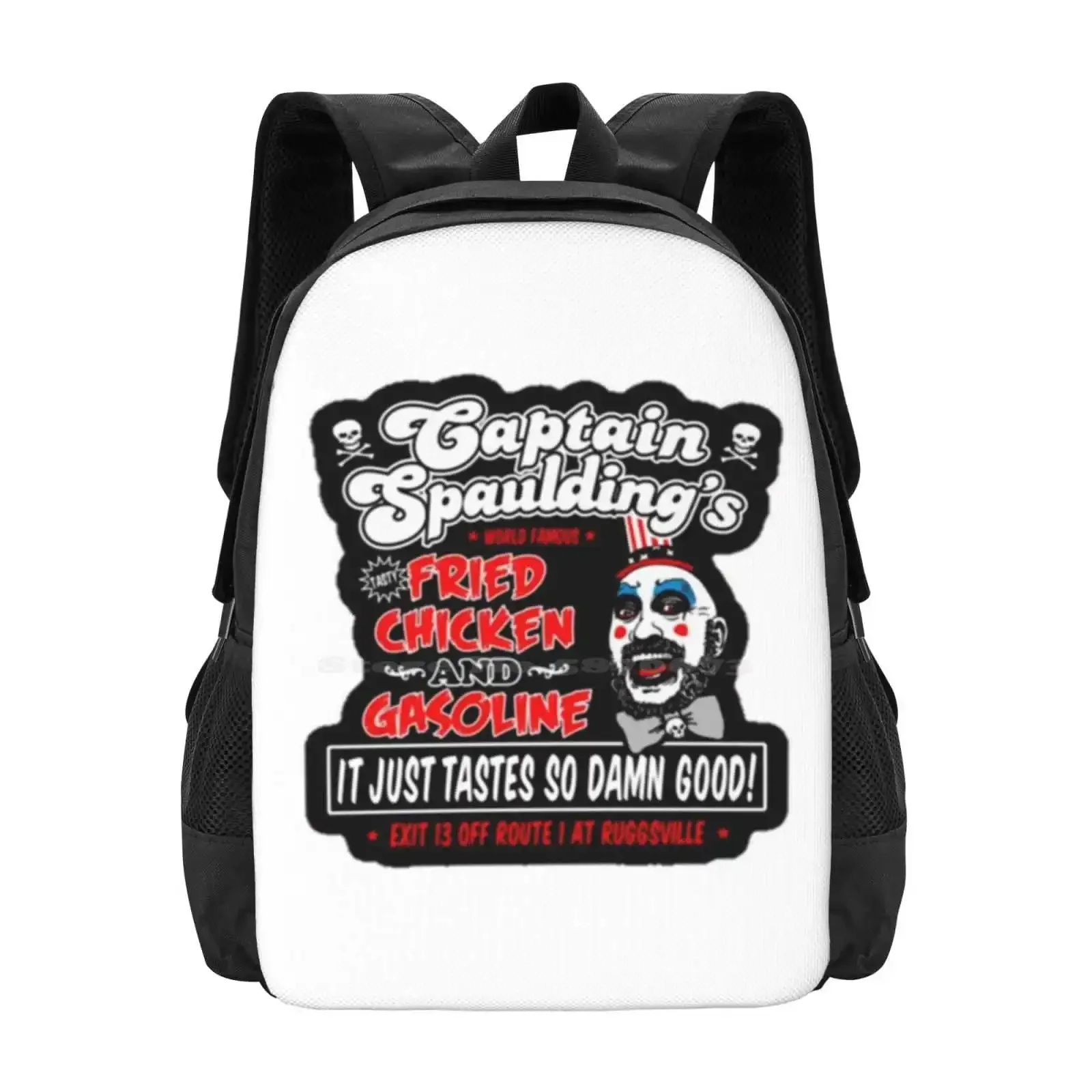 

Captain Spaulding It Just Tases So Damn Good! Модный дизайн с узором, дорожный ноутбук, школьный рюкзак, сумка ужасов, капитан Сполдинг