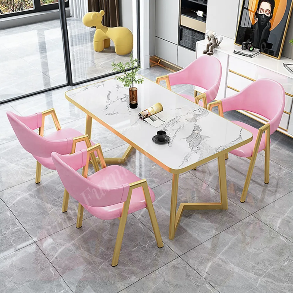 High End Fast Food Living Room Furniture Restaurant Tables Metal Dining Table and Chair Restaurant Set