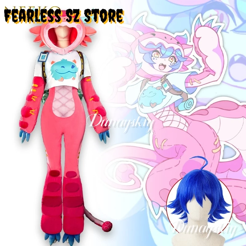 Neeko الغريب الحرباء تأثيري هالروويين كوستيبوميا النساء الزي زهرة نمط أنيمي لعبة تأثيري الذيل البدلة هالوين Neeko لطيف موحدة #1