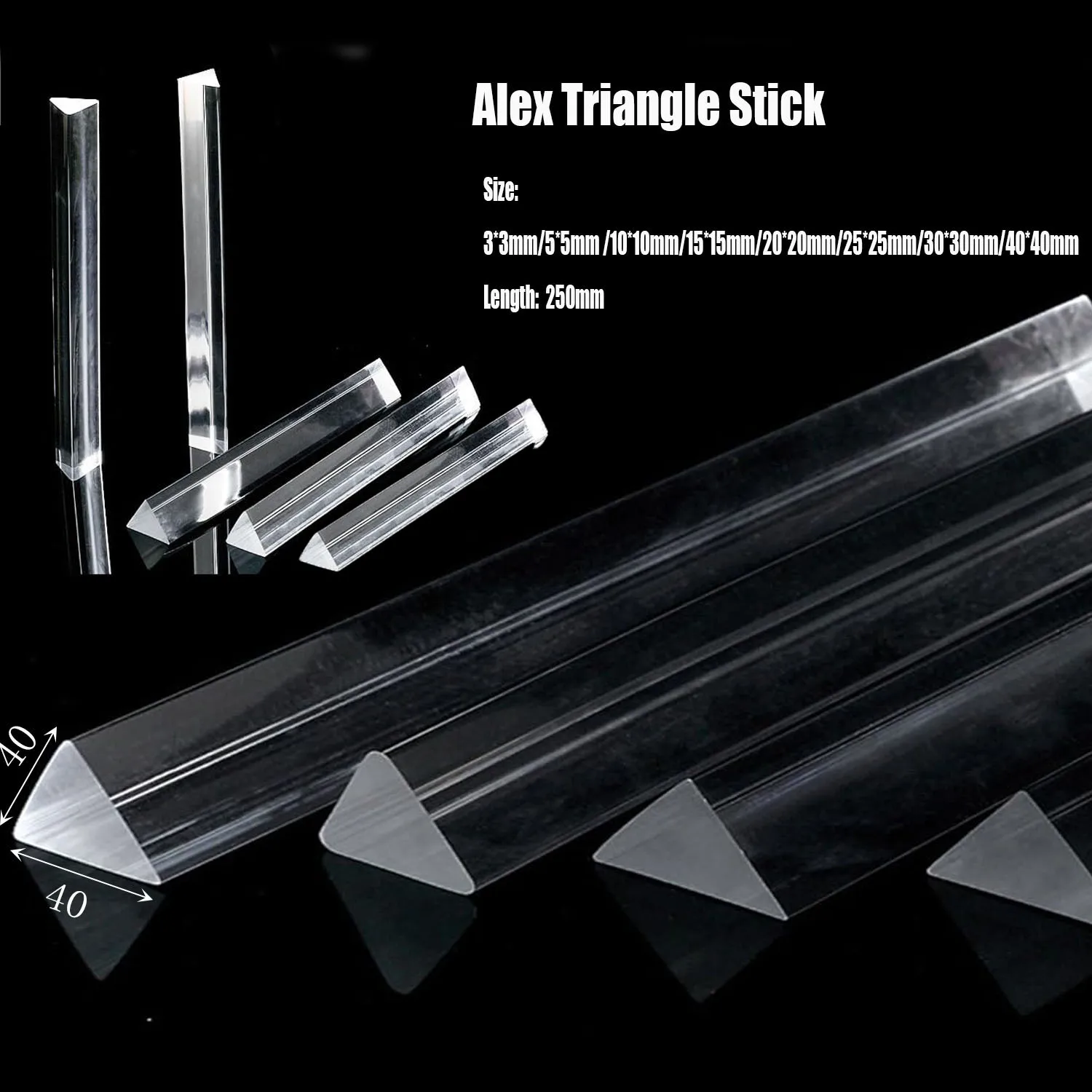 1-5pcs DIY Acrylic Light Guide Stick, Triangular PMMA Bar 250mm for Creative Lightings & Decorative Structures, Easy to Shape