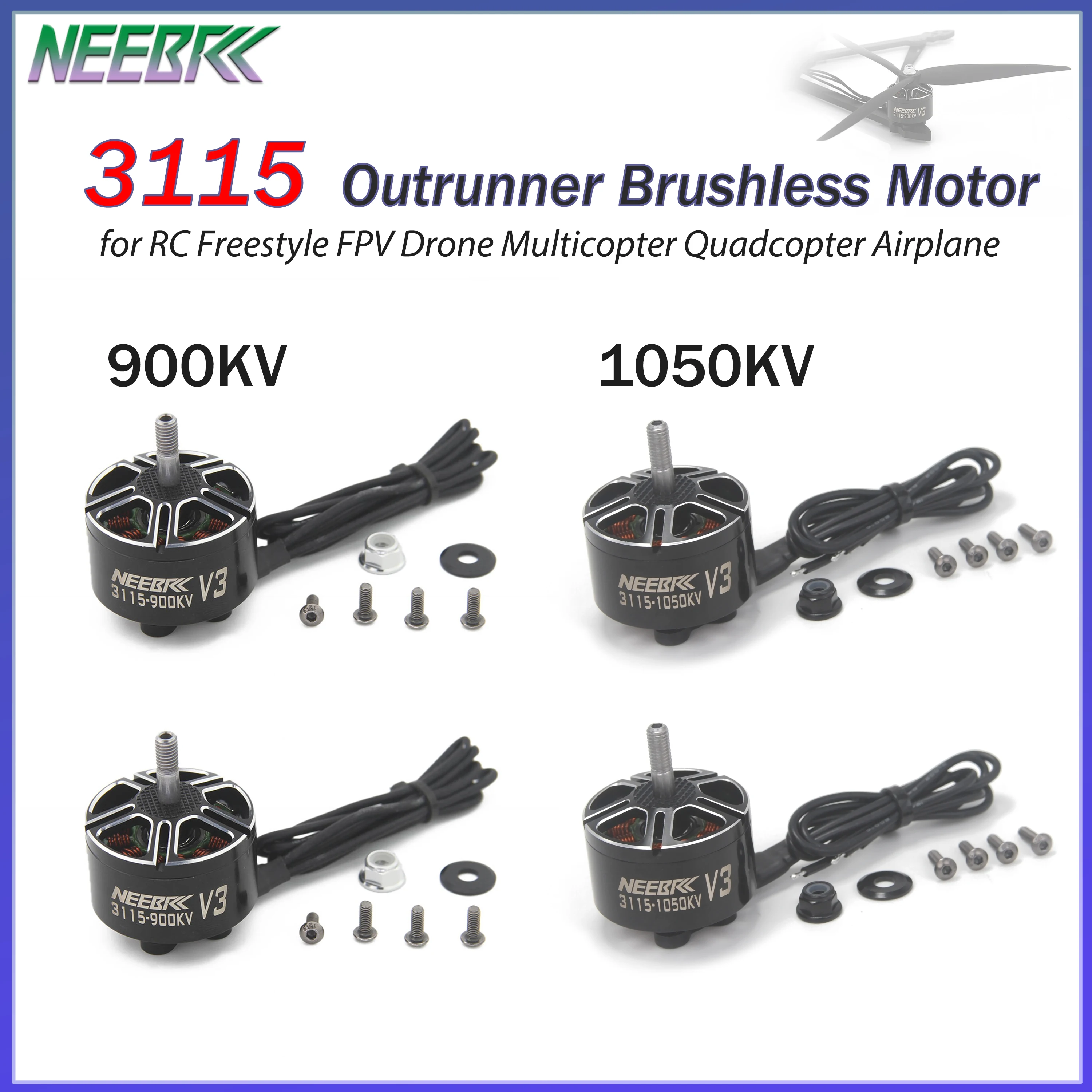 

4PCS NEEBRC 3115 900KV 1050KV Outrunner Brushless Motor for Mark4 V2 10inch RC Freestyle FPV Drone Multicopter Quadcopter Plane