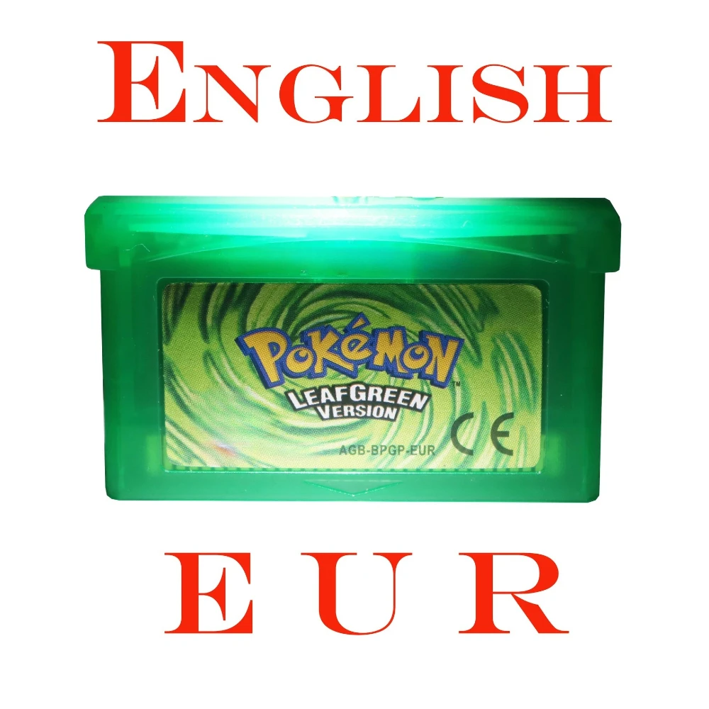 GBA-Spielkarten, Videospiel, Kassetten, Pokemon-Spiel, Blau/Rot/Grün/Blattgrün/Fiery Red, europäische Version, Englisch