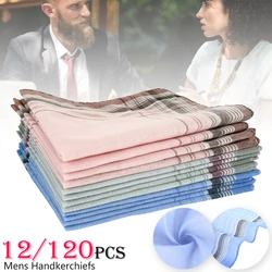 12/120Pcs Square Handkerchiefs Multicolor Plaid Stripe Pocket Towel for Men Women Wedding Party Business Classic Chest Towel