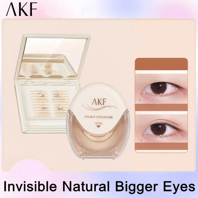 A K F Natural Invisible Double Eyelid Tape Stickers Fiber Instant Eyelid Lift Paste Long Lasting Bigger Eyes Beauty Tool