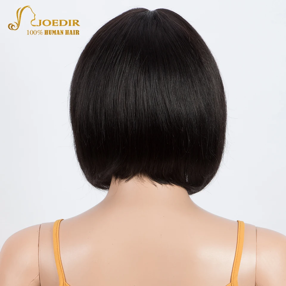 조디르 블랙 숏 픽시컷 스트레이트 밥 100% 인모 가발 여성용 브라질 레미 헤어 데일리 미들 파트 레이스 글루리스 가발
