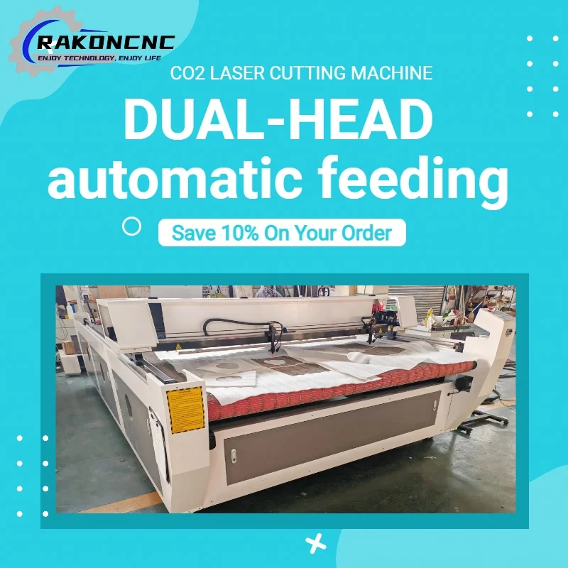 Incisore laser CO2 60w 100w 130w Macchina per incisore laser CO2 Alimentazione automatica Utensili da taglio Lazer per legno Pelle con doppia testa