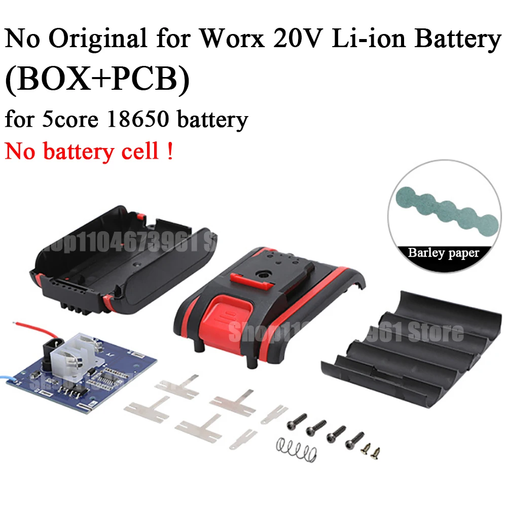 No Original for Worx 20V Lithium Battery Plastic Case PCB Charging Protection Circuit Board 5 Cores 18650 Batttery Storage Box