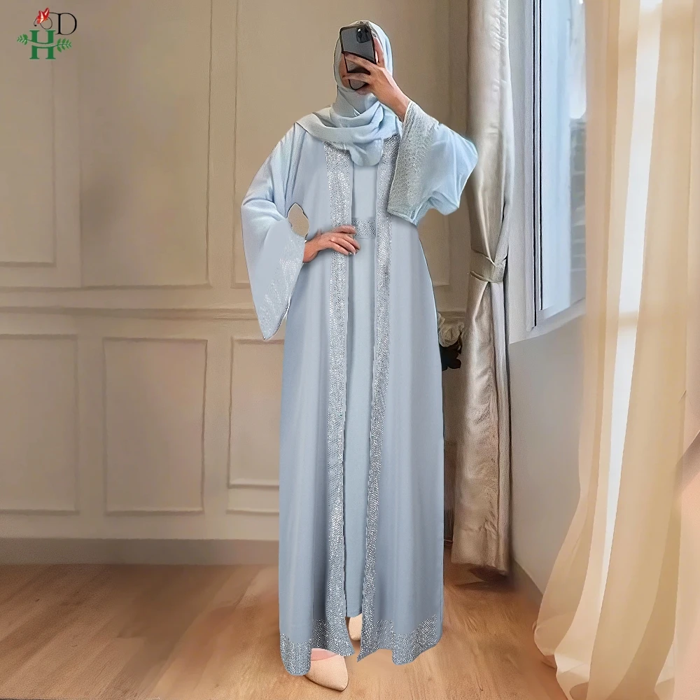 

H & D мусульманское скромное женское платье Джалабия Vestidos Ид Рамадан арабский длинный халат Дубай ислам Марокко кафтан абайи кардиган платья