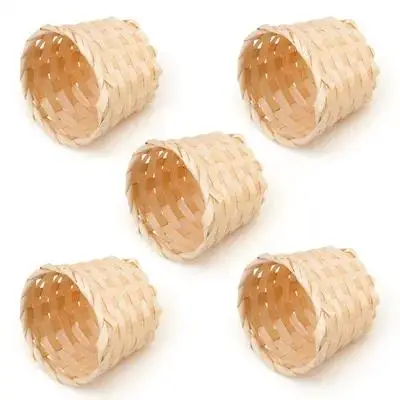 

5Pcs Handmade Bamboo Basket Fruit Storage Woven Food Container Home Serving Snack Basket Fruit Container