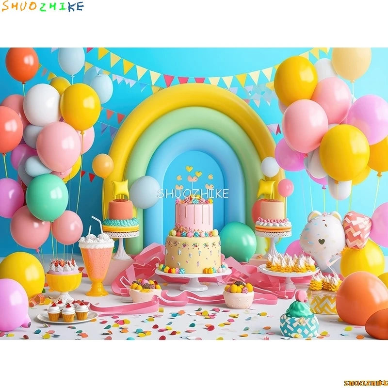 Baby Shower Decoration Birthday Party Photography Backdrops Props Balloons Arch Children Newborn Photo Studio Background BS-06