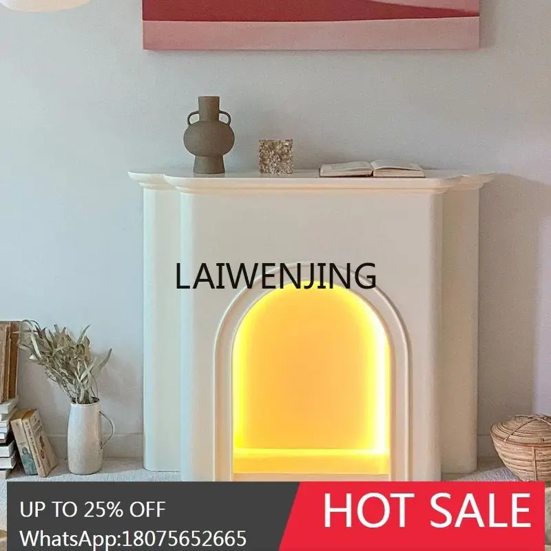 cream wind luminous Nordic white decorative cabinet photography living room simple wind porch cabinet