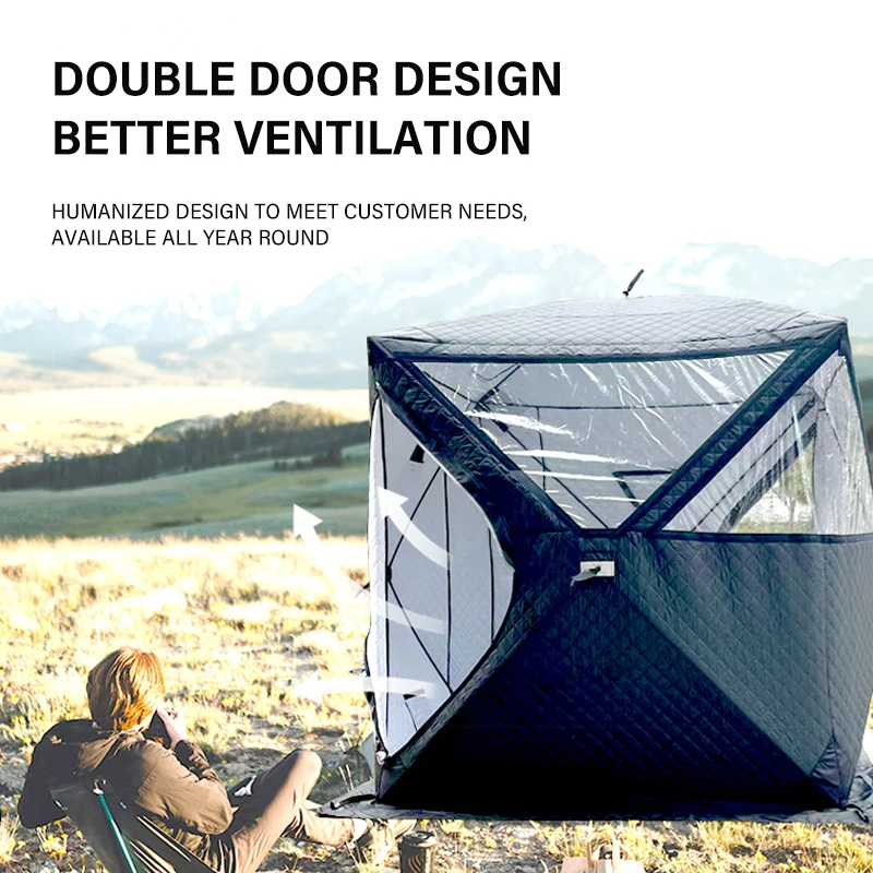 Outdoor With Chimney Mouth Winter Fishing Tent With Windows Automatic Quick Opening Tent 3/5 Person Windproof and Waterproof
