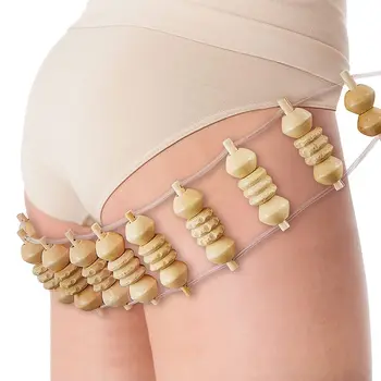 木製背部按摩滾輪繩木製物理治療按摩工具,木製九輪按摩器,淋巴引流緩解腿部和背部疼痛 10 最佳銷售 背部按摩工具 - №9