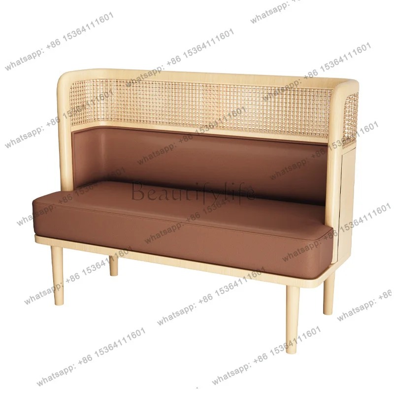 

Customized Nordic simple western restaurant bench cafe booth rattan sofa
