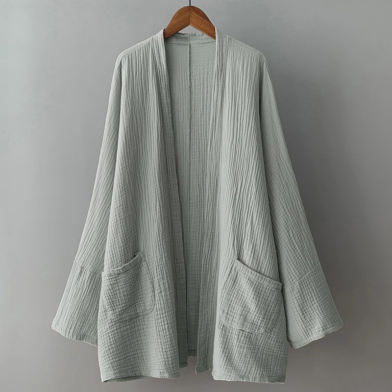 

SuperAen Solid Color Cotton and Linen Long Windbreaker 2024 Autumn Retro Chinese Style Cardigan Loose Jacket