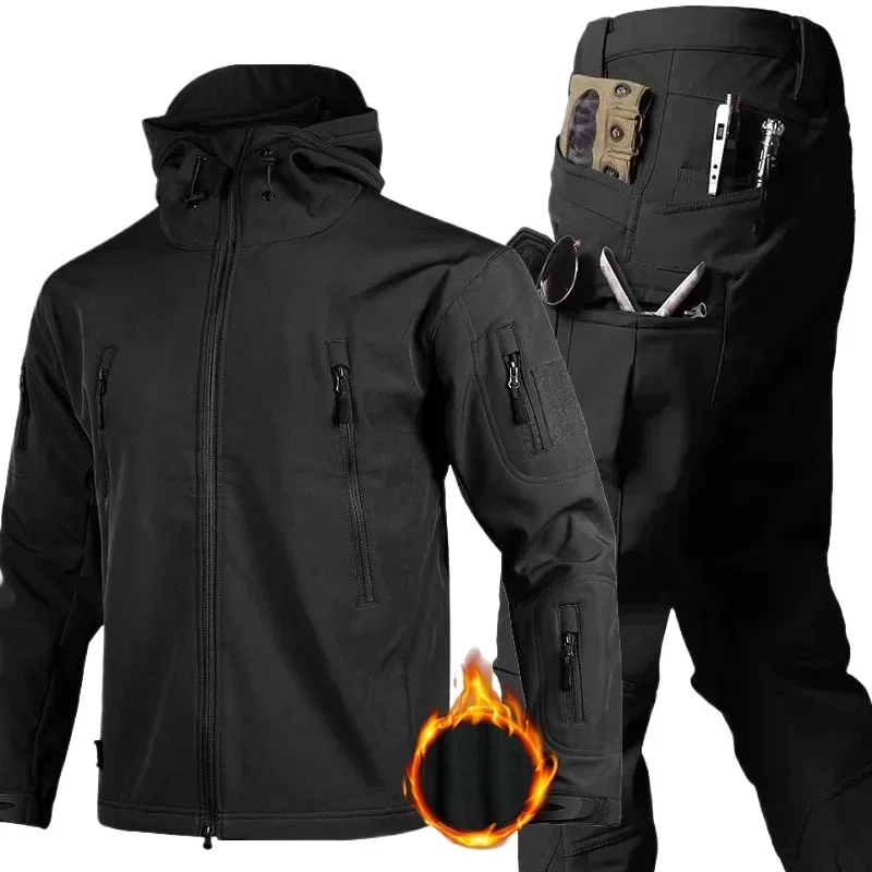 2025 Waterproof Sets Men Outdoor Multi-pocket Wear-resistant Tactical Jackets+Straight Cargo Pant 2 Pcs Suits Tactical Sets