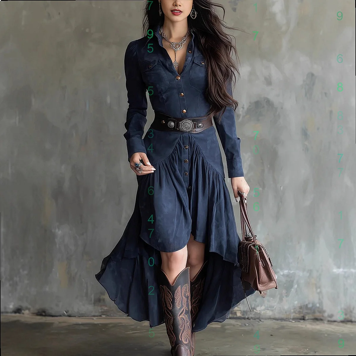 

French Suede High Waist Maxi Layered Skirt with Belt, Elegant A-Line Skirts for Women Spring Summer