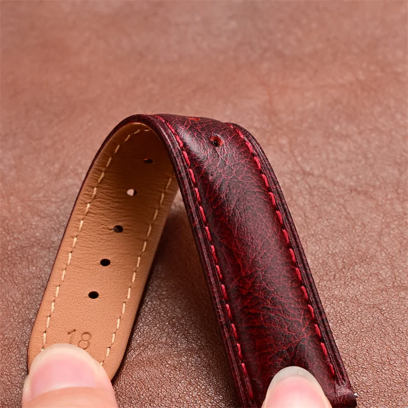 16mm 18mm 20mm 22mm Universal Wrist Band  Vintage waxed leather Watchband Straps Quick Release For Huawei GT4/5 Pro For DW Watch
