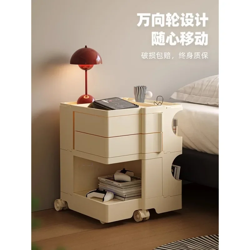 Creative mobile trolley can store snack cabinet household living room simple bedside table