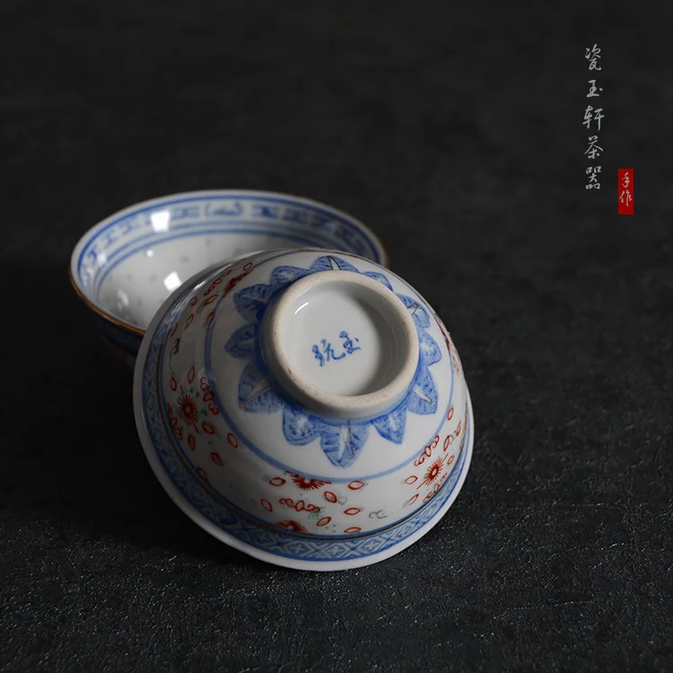 Jingdezhen Ceramic With Colorful Blue And White Linglong Doucai ceramic tea bowl owner tasting tea cup