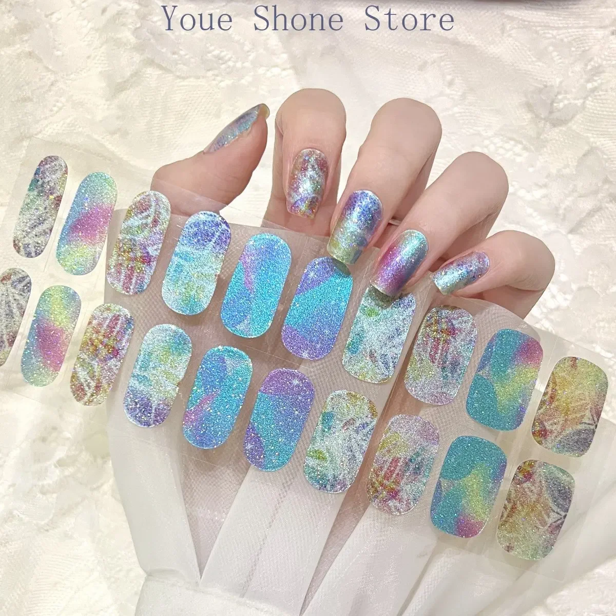 20 Strips 3d Nail Sticker Decoratie Diy Waterdichte Nail Wrap Zelfklevende Nail Art Volledig Uithardende Niet-Gebakken Gel Nagels Decoratie