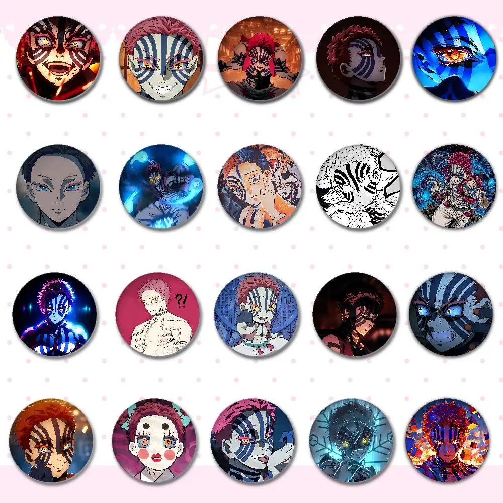 D-Demon Slayer A-AkazaS Abzeichen Abzeichen Cartoon Runde Broschen auf Rucksack Jacke Acryl Knopf Pins Sammlung Geschenke