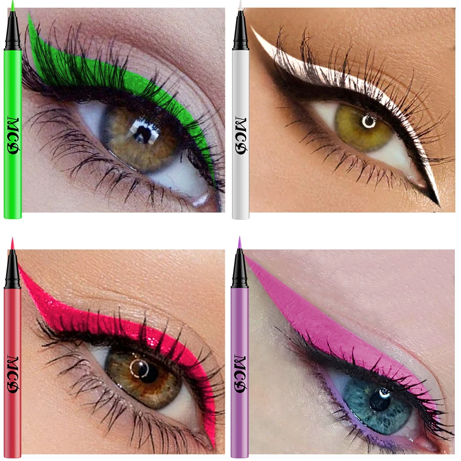 Eyeliner liquido 8 colori Penna eyeliner color neon Impermeabile Uv Blacklight Fluorescente Viso Vernice per il corpo Trucco Giallo Viola Rosso