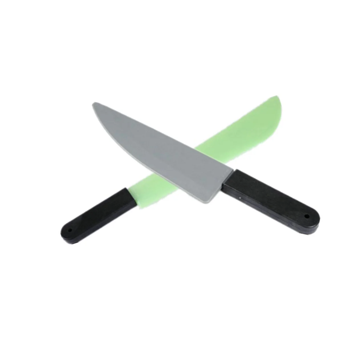 Luz verde halloween plástico luminoso longo cortador crianças plástico jogando ferramenta prop assustador fontes de festa de halloween