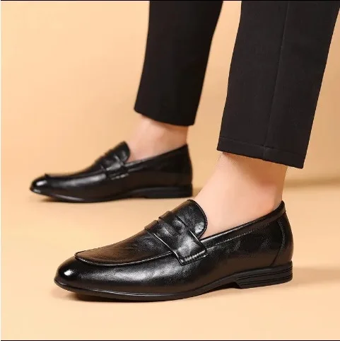 Men High Quality Casual Leather Loafers Casual Business Office Shoes Comfy Outdoor Slip On Flats Fashion Driving Shoes 2026