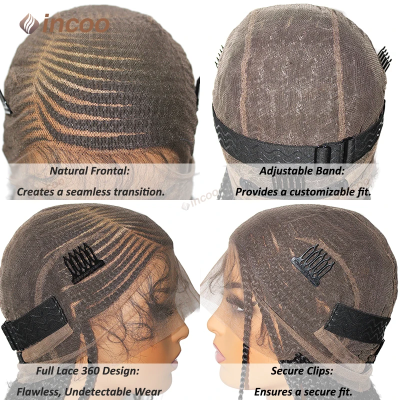 Боковая часть Cornrow Braids Синтетические парики для женщин Полный парик фронта шнурка Коса Африканские волосы Коробка без узлов Плетеные парики Светлый парик