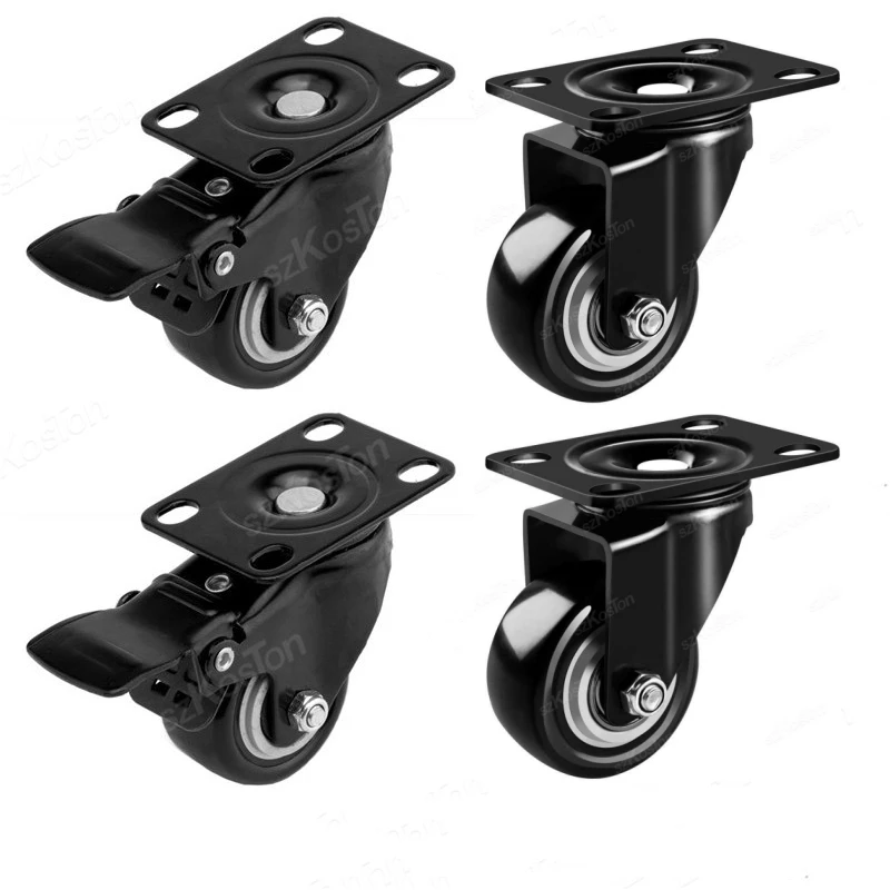 4 unids/lote ruedas para muebles ruedas giratorias PP rueda de rodillo negra para plataforma resistente silla con ruedas accesorios para el hogar