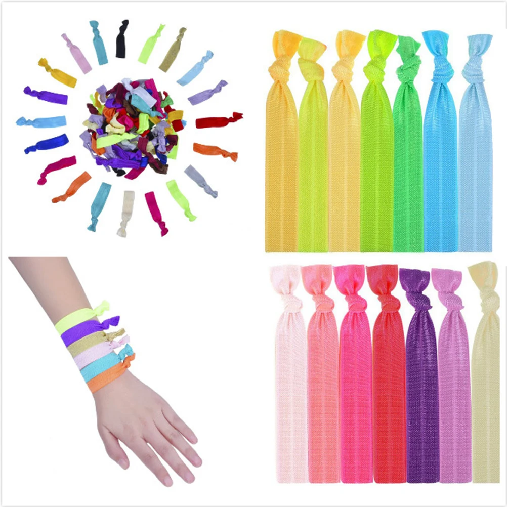 

50 pcs Ring Ties Solid Color Stretch Rope Knot Women Ponytail Holder Easy Match Hair Rope Outfits Gift