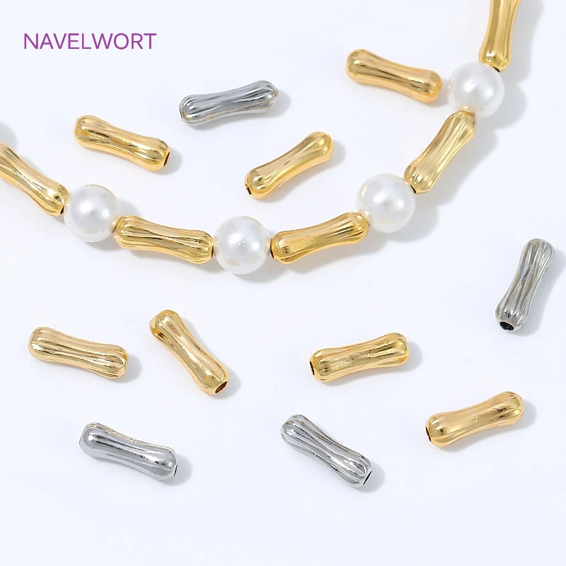 7mm Beads Separator 18K Gold Plated Bone Shape Tube Beads For Jewelry Making,Brass Spacer Beads,DIY Bracelet Accessories