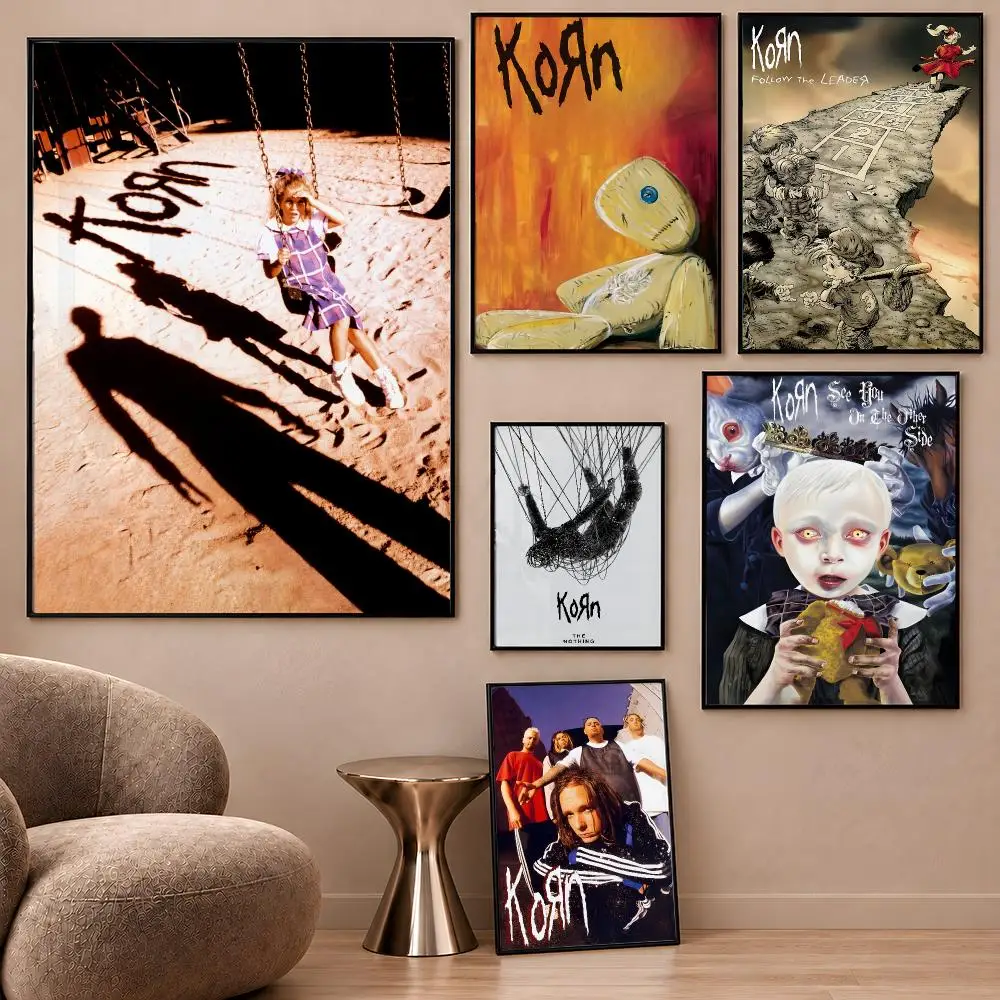 Band Korn Freak on a Leash Nu Metal Poster Aesthetic Wall Art Poster HD Waterproof PP Self Adhesive Bedroom Dorm Room Decor