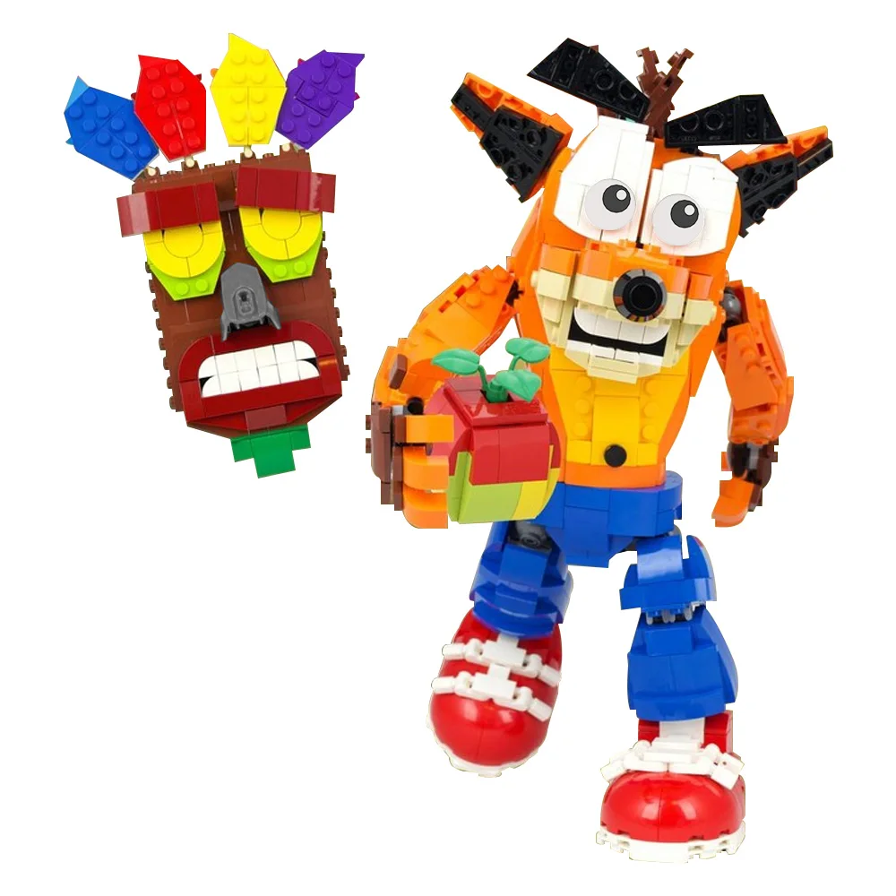 

MOC Crash Bandicoot Building Blocks Model Popular Games Crash Bandicoot Action Characters Creative Bricks Assembly Toys Kid Gift
