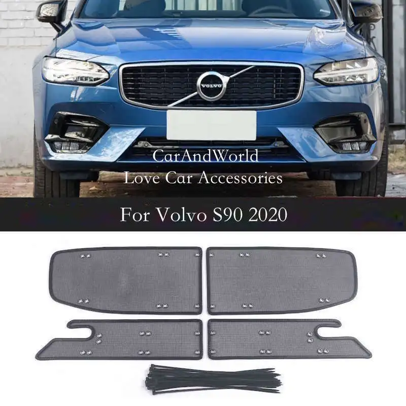 For Volvo S90 2016-2024 Front Grille Insert Net Anti-insect Dust Garbage Proof Cover Stainless Screening Mesh Car Accessories