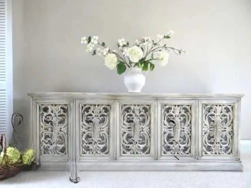 country retro solid wood carving flower TV cabinet antique dining side cabinet
