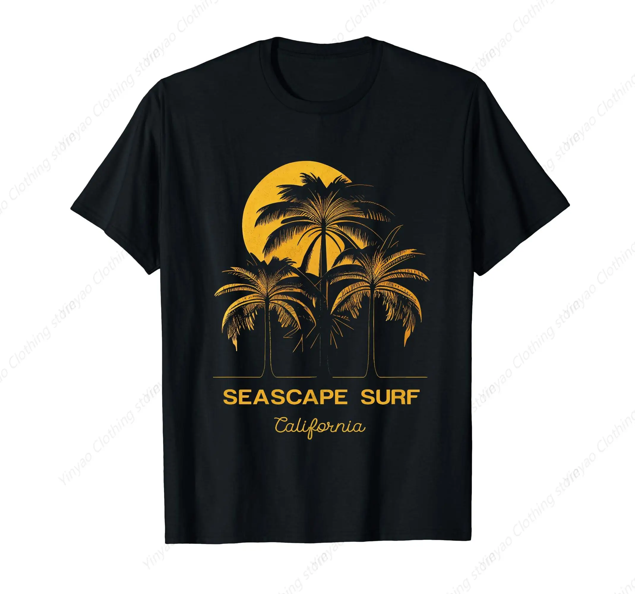 Sea surfing scenery California men's and women's T-shirts fashionable and innovative men's cotton shirts