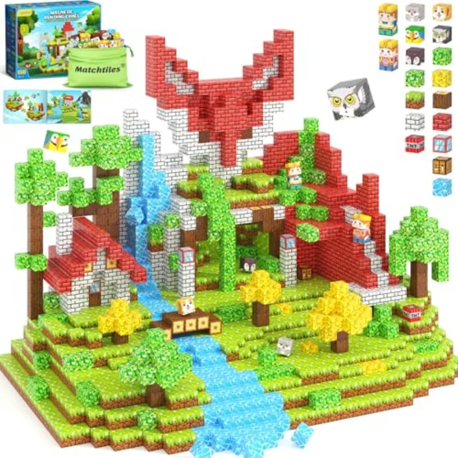 

Magnetic Blocks with Animals, Magnetic Building Blocks Magnet Cube Toys Stacking, Build Forest World Set, STEM Montori Sensory
