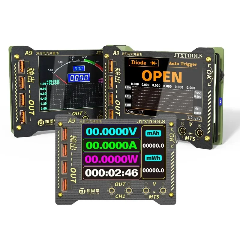 JTX A9 Curve Waveform Precision Measuring Meter 0-36V Four Display Mode Real Time Monitoring Voltage and Current Detector Tool